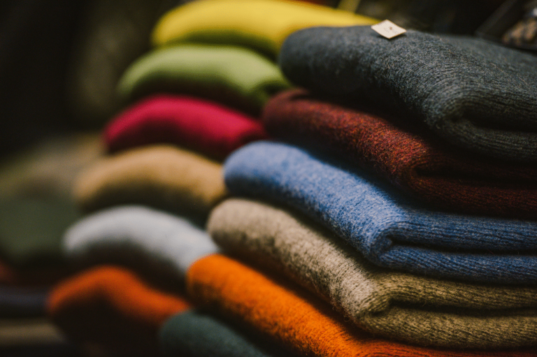 Wool sweaters in various Fall Fashion colors