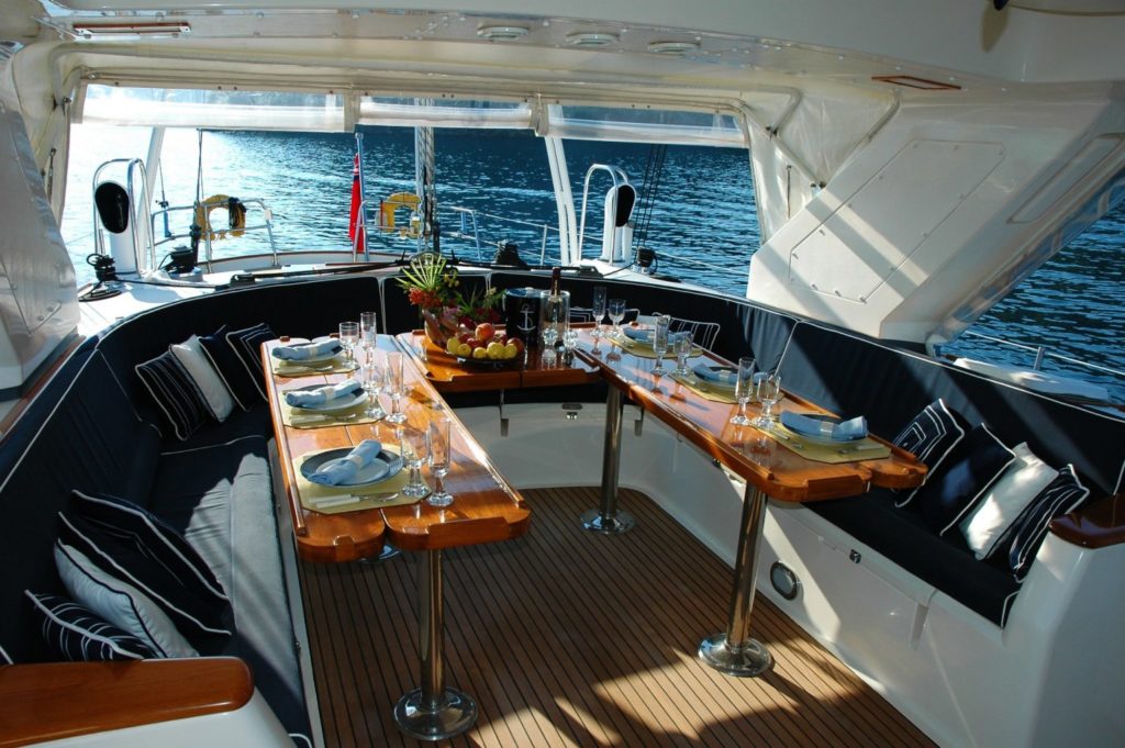 Yacht with table set