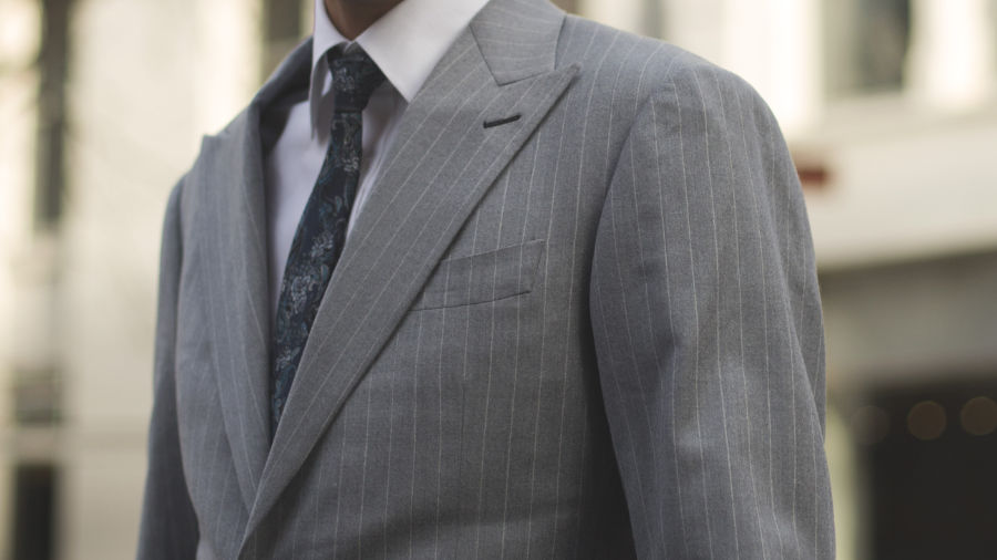 Shop Online link, Image of a grey suit