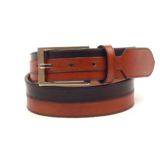 Handmade leather light and dark brown belt