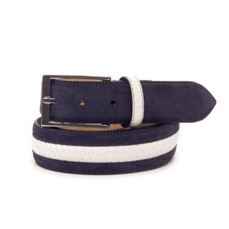 handmade navy leather belt product image